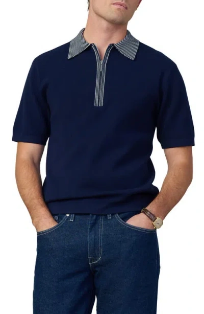 Joe's Retro Quarter Zip Polo In Blue