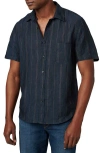 Joe's Scott Stripe Short Sleeve Linen Button-up Shirt In Midnight Stripe