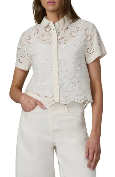 Joe's Sheer Crop Cotton Broderie Anglaise Button-up Shirt In White