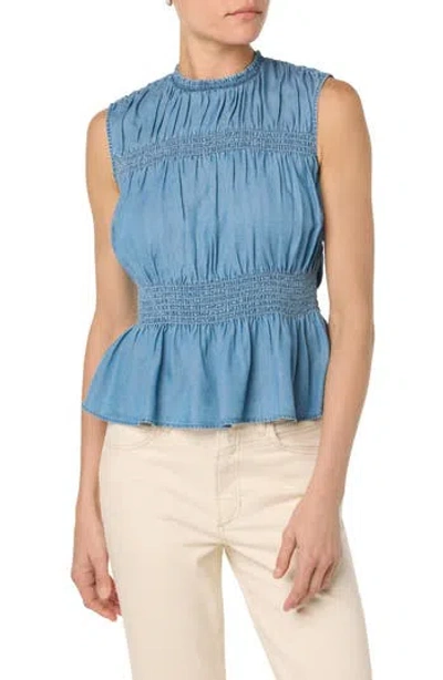 Joe's Sleeveless Chambray Peplum Top In Blue