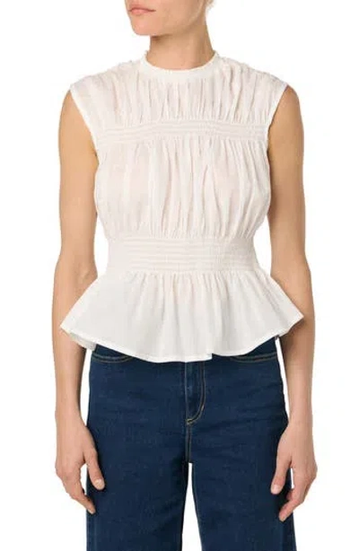 Joe's Sleeveless Cotton Voile Peplum Top In White