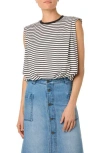 Joe's Sleeveless Knit Tank In Black/white Stripe