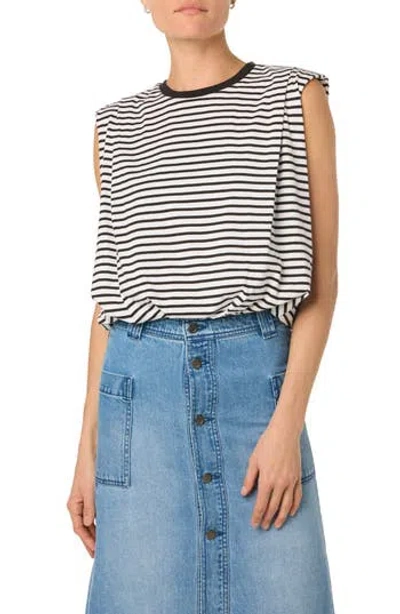 Joe's Sleeveless Knit Tank In Black/white Stripe