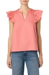 Joe's Split Neck Flutter Sleeve Top In Lantana