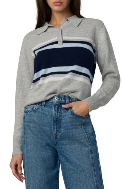 Joe's Stripe Cashmere Polo Sweater In Gray