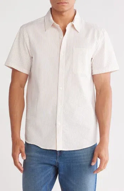 Joe's Stripe Cotton Seersucker Short Sleeve Button-up Shirt In Pink