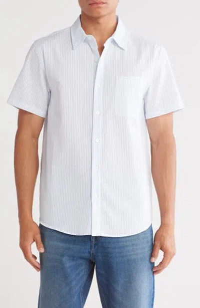 Joe's Stripe Cotton Seersucker Short Sleeve Button-up Shirt In White