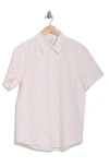 Joe's Stripe Cotton Seersucker Short Sleeve Button-up Shirt In Khaki/white