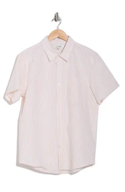 Joe's Stripe Cotton Seersucker Short Sleeve Button-up Shirt In Khaki/white