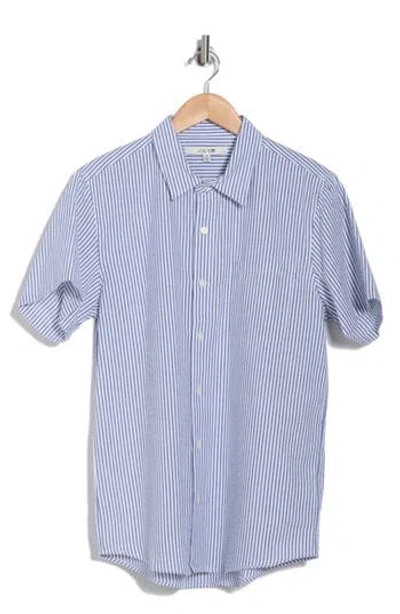 Joe's Stripe Cotton Seersucker Short Sleeve Button-up Shirt In Sailor/white