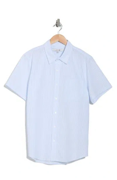 Joe's Stripe Cotton Seersucker Short Sleeve Button-up Shirt In Sky Blue/white