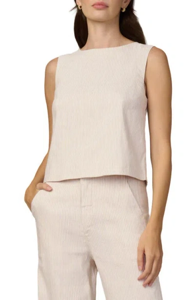 Joe's Stripe Linen Blend Boat Neck Shell In Neutral