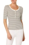 Joe's Stripe Short Sleeve Henley In Black/white Stripe
