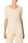 Joe's Stripe Short Sleeve Henley In Tan/white Stripe