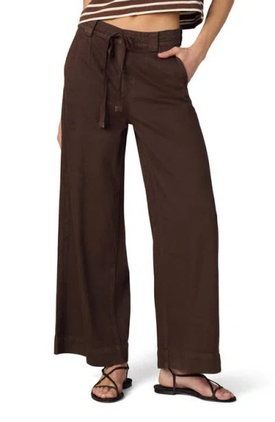 Joe's The Addison Low Rise Cotton Blend Ankle Wide Leg Pants In Brown