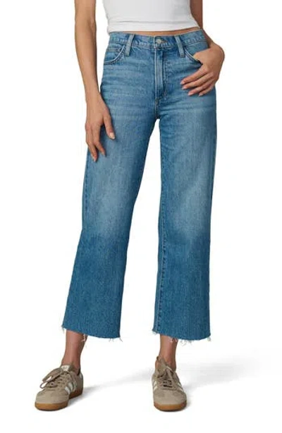 Joe's The Blake Raw Hem High Waist Crop Wide Leg Jeans In Blue