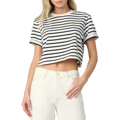 Joe's The Boxy Crop T-shirt In Milk/navy Stripe