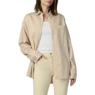 Joe's The Boyfriend Stripe Oversize Button-up Shirt In Almond/blue/white