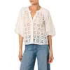 Joe's Women's The Broderie Lace Puff-sleeve Top In White