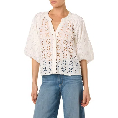 Joe's Women's The Broderie Lace Puff-sleeve Top In White
