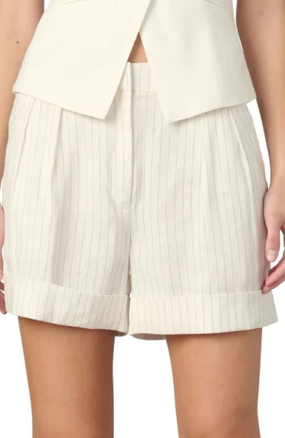 Joe's The Brody Pinstripe Pleated Wide Leg Pants In Cream Linen/black