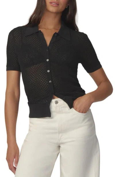 Joe's The Davey Open Stitch Short Sleeve Cardigan In Black