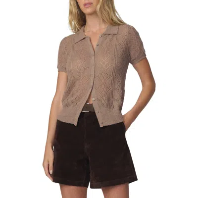 Joe's The Davey Open Stitch Short Sleeve Cardigan In Brown