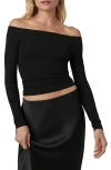 Joe's The Devin Off The Shoulder Crop Top In Black