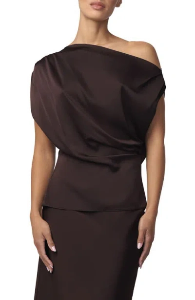Joe's The Isla Drape One-shoulder Satin Top In Brown