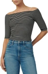 Joe's The Laur Off The Shoulder Top In Black/white Stripe