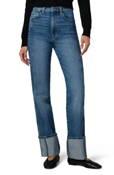 Joe's The Margot Cuffed High Waist Straight Leg Jeans In Blue