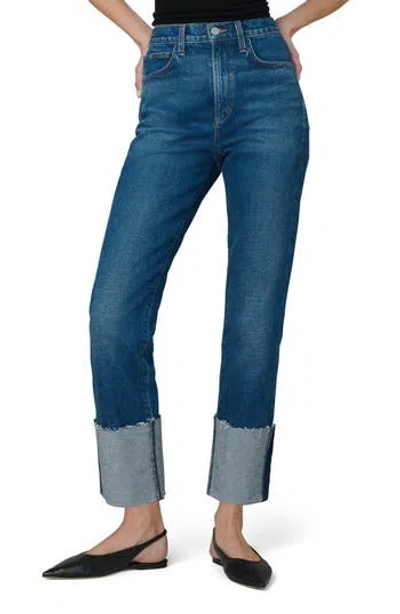 Joe's The Margot Cuffed Raw Hem High Waist Ankle Slim Jeans In Blue