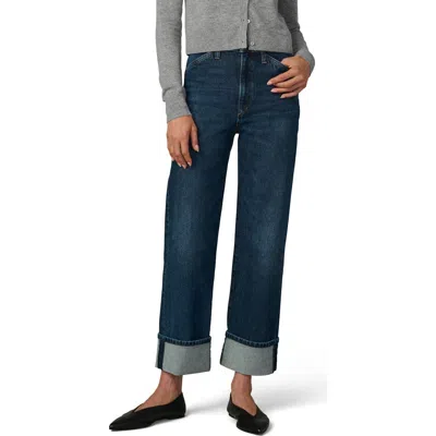 Joe's The Margot Cuffed Slant Pocket High Waist Relaxed Straight Leg Jeans In Blue