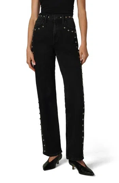 Joe's The Margot Embellished Studded High Waist Straight Leg Jeans In Chic Shadow