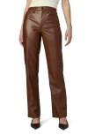 Joe's The Margot High Waist Relaxed Straight Leg Faux Leather Jeans In Toffee