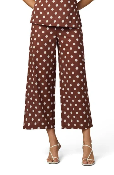 Joe's The Mariel Linen & Cotton Crop Wide Leg Pants In Brown