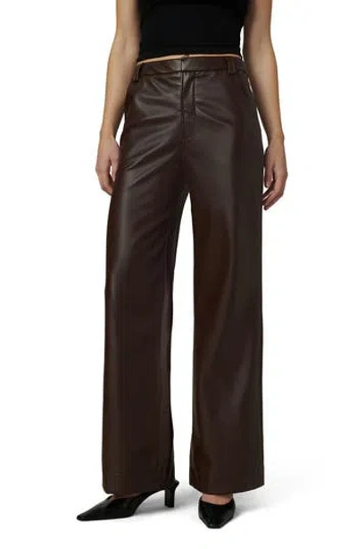 Joe's The Mia High Waist Faux Leather Wide Leg Jeans In Brown