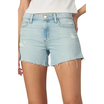 Joe's The Ozzie Raw Hem Side Slit Mid Rise Denim Shorts In Down Play Destruct