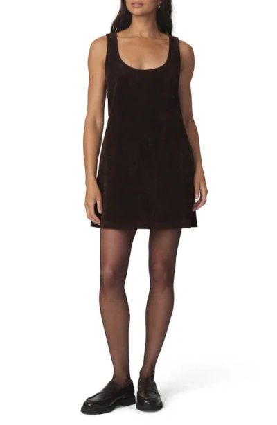 Joe's The Scoop Neck Faux Leather Minidress In Dark Chocolate