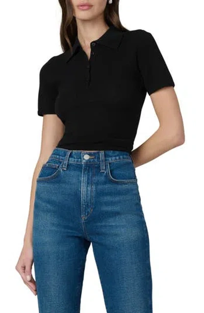 Joe's The Short Sleeve Cashmere Polo Sweater In Black