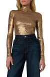 Joe's The Tony Metallic Turtleneck Top In Gold