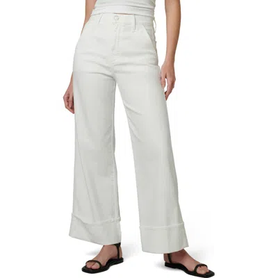 Joe's The Trixie Cuff High Waist Wide Leg Trouser Jeans In Optic White