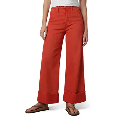 Joe's The Trixie Cuff High Waist Wide Leg Trouser Jeans In Red