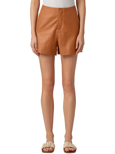 Joe's Johnnie Womens Vegan Leather Short Flat Front In Beige