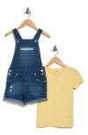 JOE'S JOE'S KIDS' SHORT SLEEVE HENLEY & DENIM SHORTALLS SET