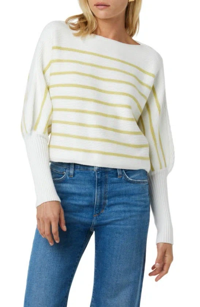 Joe's The Karina Breton Stripe Crop Sweater In White/ Lemongrass S