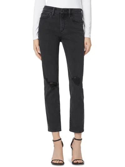 Joe's The Lara Womens Distressed Mid Rise Ankle Jeans In Black