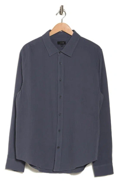 Joe's Theo Textured Cotton Button-up Shirt In Iron Blue