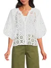 Joe's Women's The Broderie Lace Puff-sleeve Top In White