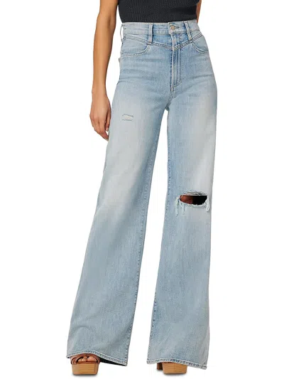 Joe's Womens High Rise Light Wash Wide Leg Jeans In Blue